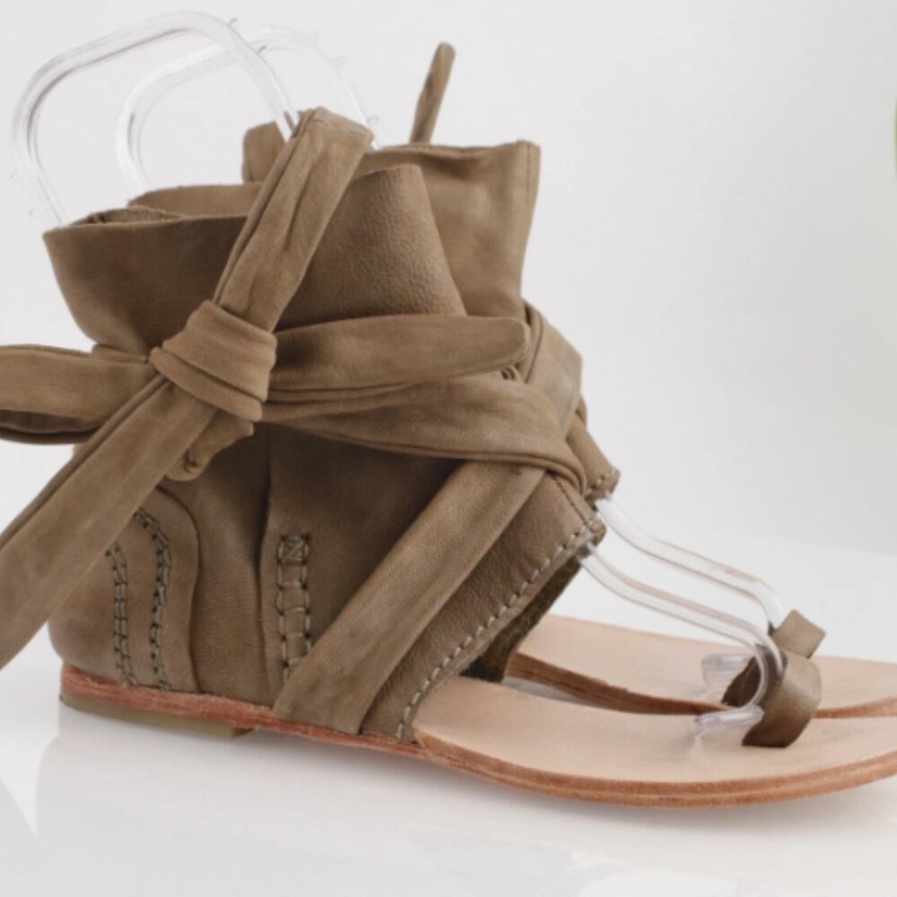 Free People Women's Black Delaney Leather Wrap Boot Sandals - Picture 4 of 9